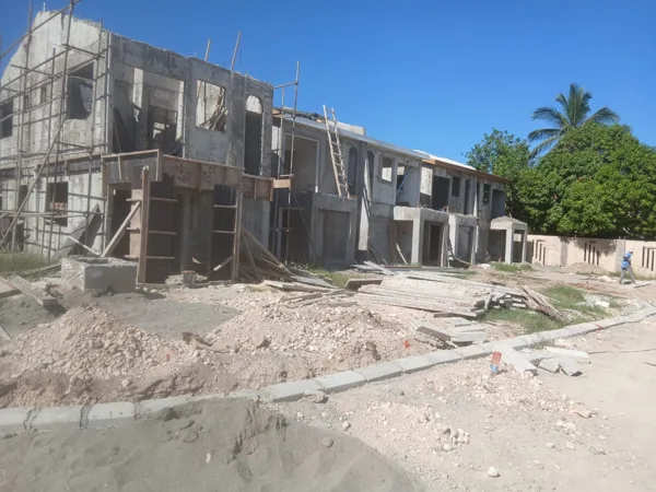 Building works with scaffolding — HAJ Housing Development, 3 North, Portmore, St. Catherine